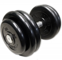гантель неразборная mb barbell с вращающейся хромированной ручкой 26 кг. черная